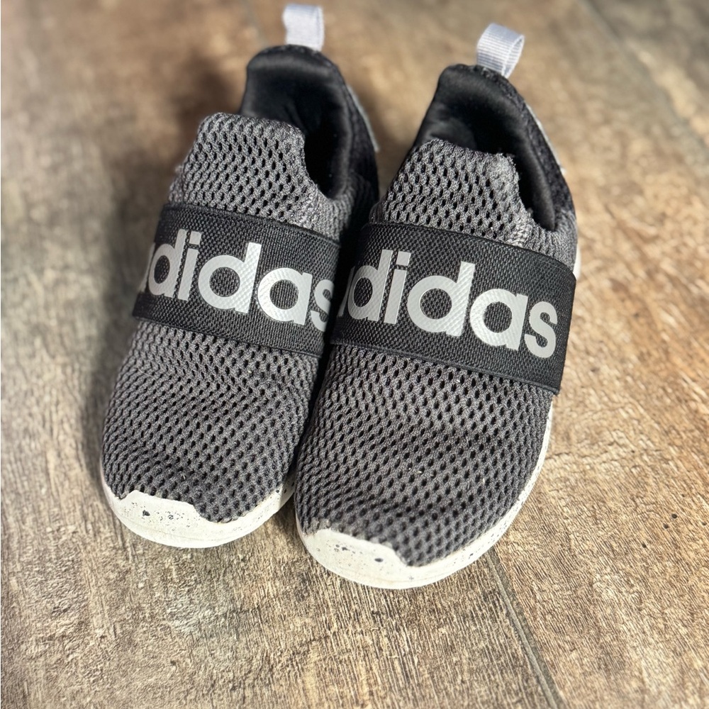 Adidas Kids Black and Gray Slip-On Sneakers